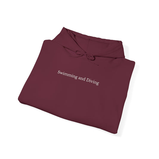 "Swimming & Diving" Minimalist Hoodie | Collegiate edition - Embroidered white lettering
