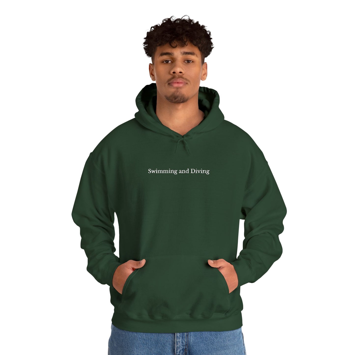 "Swimming & Diving" Minimalist Hoodie | Collegiate edition - Embroidered white lettering