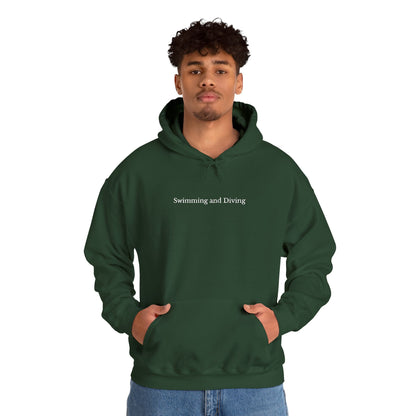 "Swimming & Diving" Minimalist Hoodie | Collegiate edition - Embroidered white lettering
