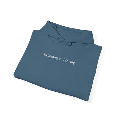"Swimming & Diving" Minimalist Hoodie | Collegiate edition - Embroidered white lettering