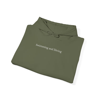 "Swimming & Diving" Minimalist Hoodie | Collegiate edition - Embroidered white lettering