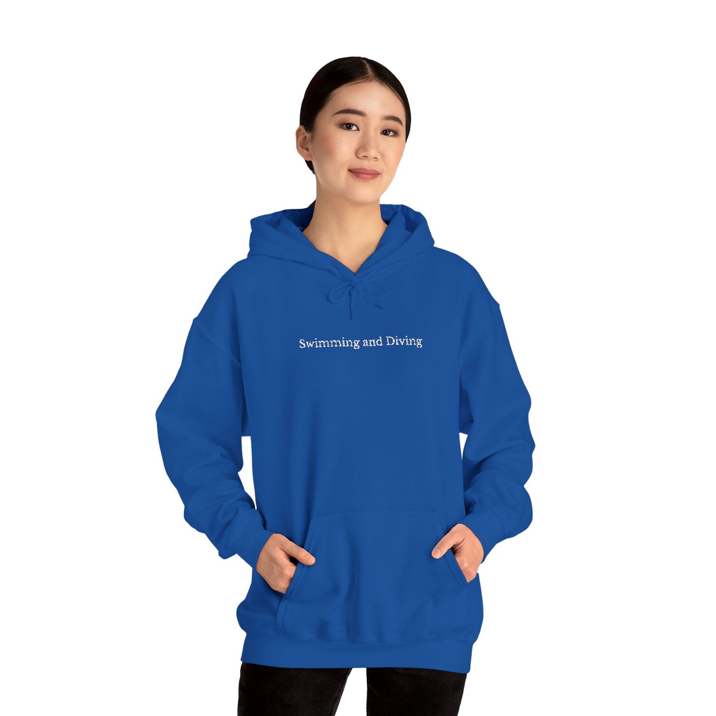 "Swimming & Diving" Minimalist Hoodie | Collegiate edition - Embroidered white lettering
