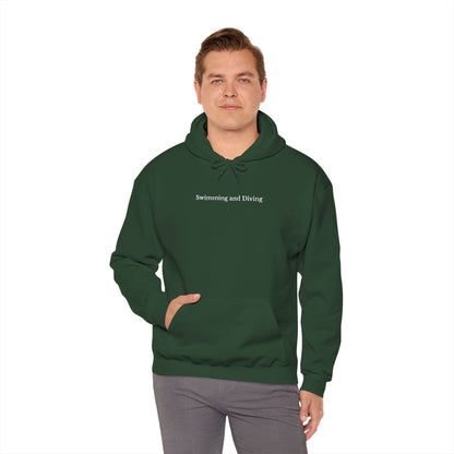 "Swimming & Diving" Minimalist Hoodie | Collegiate edition - Embroidered white lettering