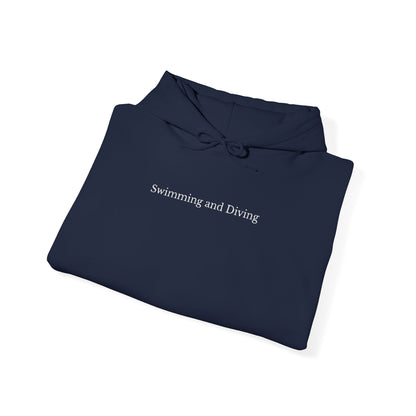 "Swimming & Diving" Minimalist Hoodie | Collegiate edition - Embroidered white lettering