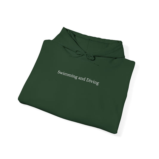 "Swimming & Diving" Minimalist Hoodie | Collegiate edition - Embroidered white lettering